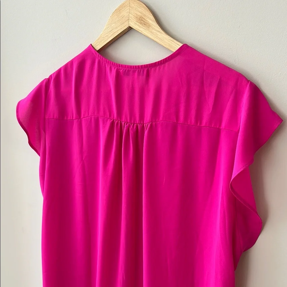 Chaus New York Exuberant Pink V-Neck Ruffle Sleeve Blouse Size XL - Picture 11 of 12